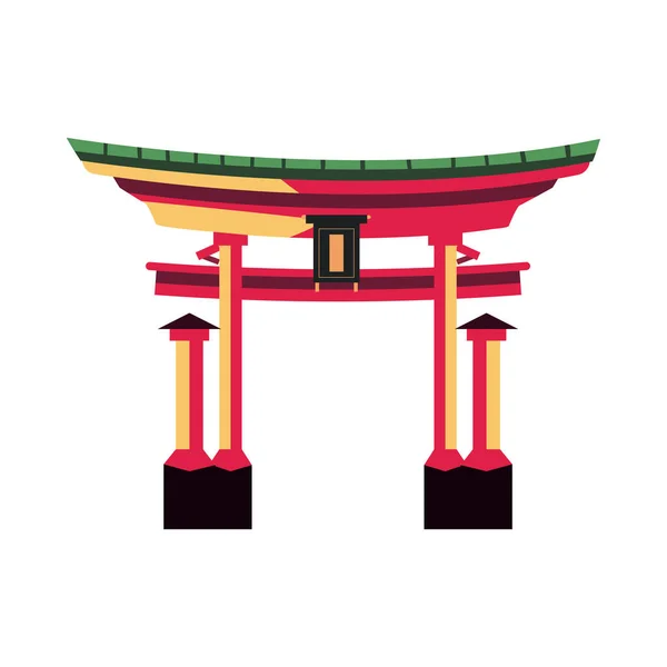 Flaches Japanisches Torii Gate Über Weiß — Stockvektor