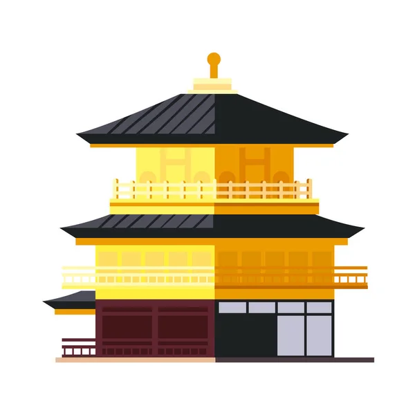 Düz Japon Sarayı Beyazın Üstünde — Stok Vektör