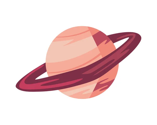 Planeta Saturn Plat Peste Alb — Vector de stoc