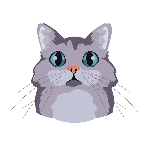 Kočka Tvář Ilustrace Přes Bílou — Stockový vektor