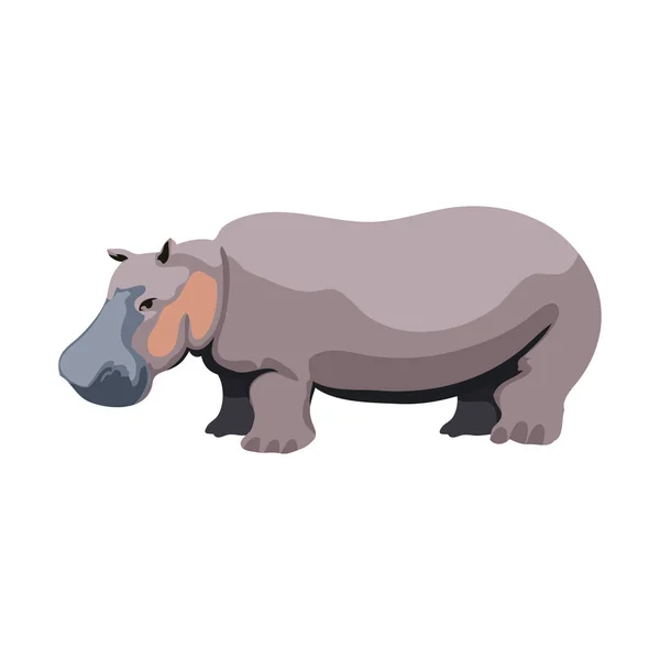 Hippopotame Sauvage Conception Sur Blanc — Image vectorielle
