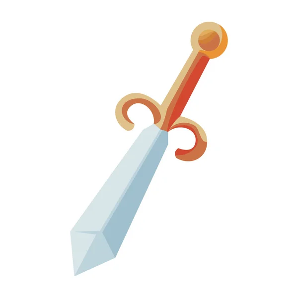 Design Espada Medieval Sobre Branco — Vetor de Stock