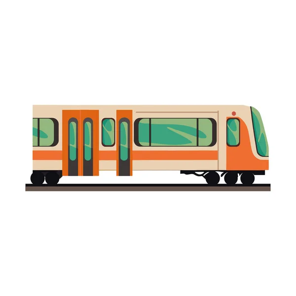 Oranžový Vlak Ilustrace Přes Bílou — Stockový vektor
