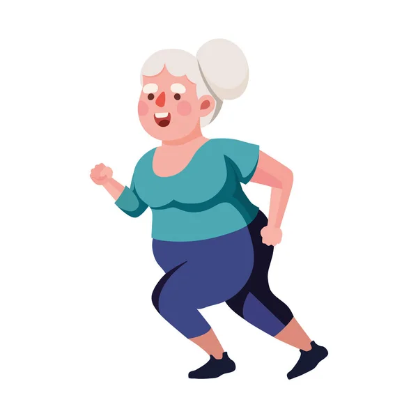 stock vector old woman running fitness character