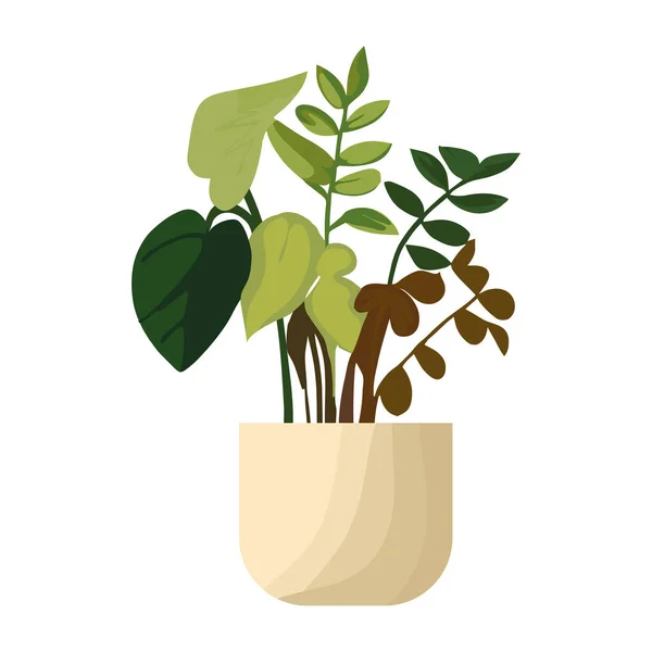 Colored Potted Plant White — Stock Vector