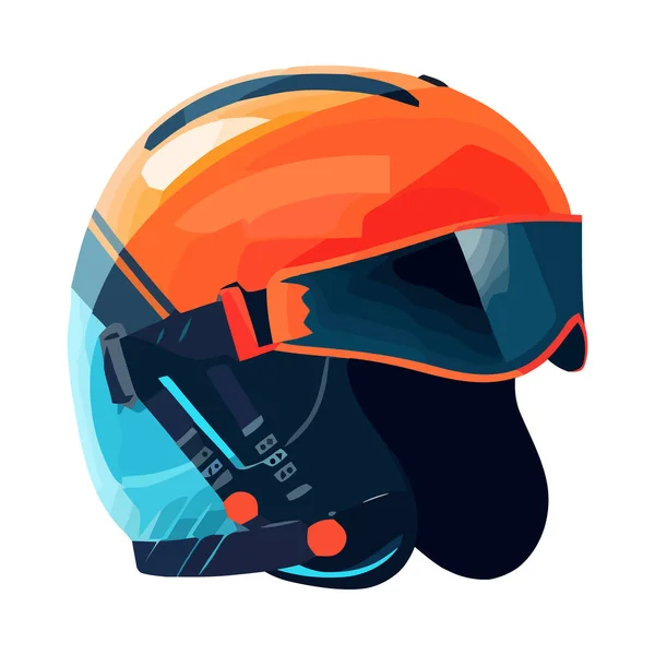 橙色头盔滑雪者运动器材图标 — 图库矢量图片