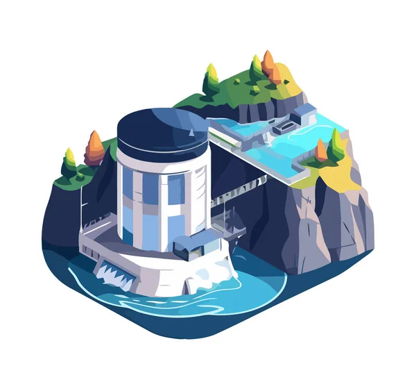 stock vector hydroelectric plant ecology generator icon