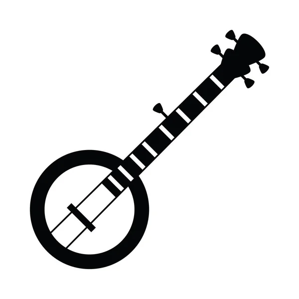 Silhueta Musical Tocando Guitarra Afiada Isolada —  Vetores de Stock