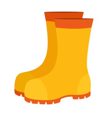 Sarı lastik botlar bahçe işleri sırasında ayakları korur. izole