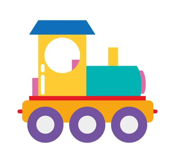 Cute Little Train Toy Icon Isolated — Stock Vector