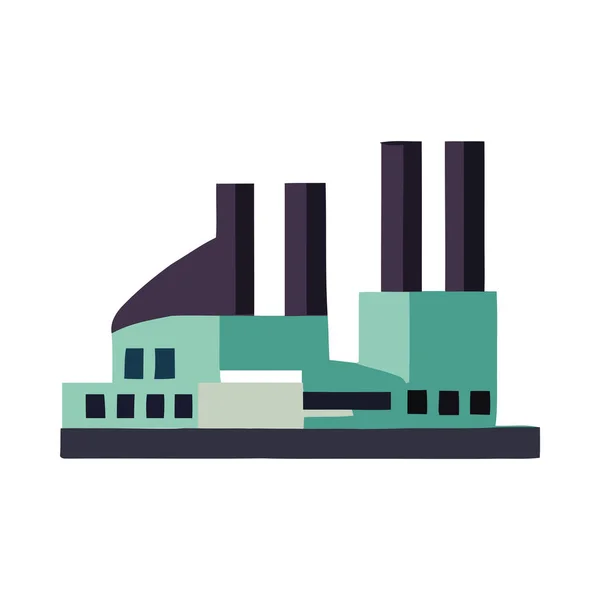 Industrielle Fabrik Mit Schornstein Isoliert — Stockvektor