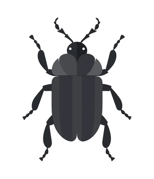 Pequeño Escarabajo Silueta Aislado — Archivo Imágenes Vectoriales