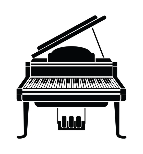 Antikt Piano Enfärgad Siluett Isolerad — Stock vektor