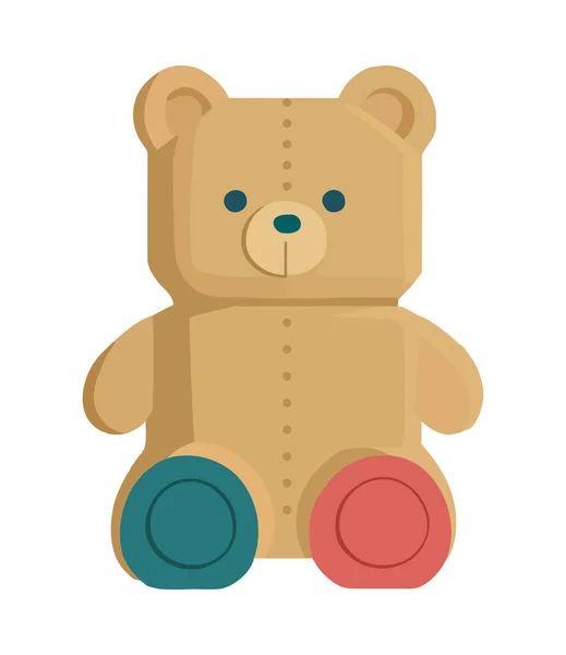 Bär Teddy Spielzeug Kindische Ikone Isoliert — Stockvektor