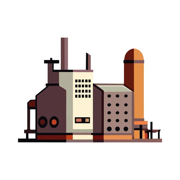 Industrial Plant Symbolizes Modern Fuel Isolated — Stock Vector
