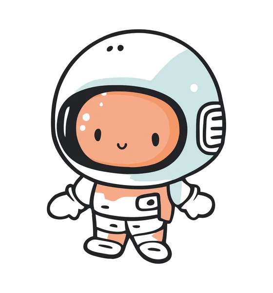 Astronaute Souriant Caractère Uniforme Isolé — Image vectorielle