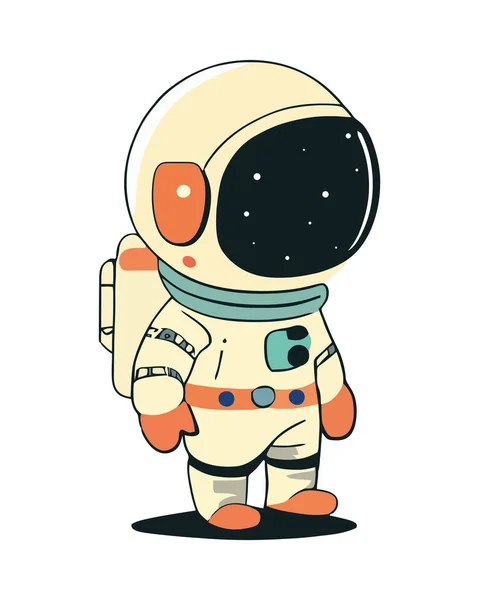 Astronauta Caminando Con Traje Espacial Aislado — Vector de stock