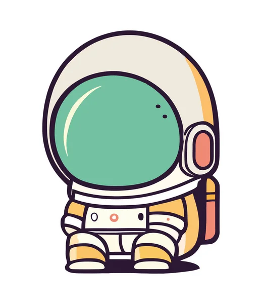 Cheerful Astronaut Exploring Galaxy Isolated — Stock Vector
