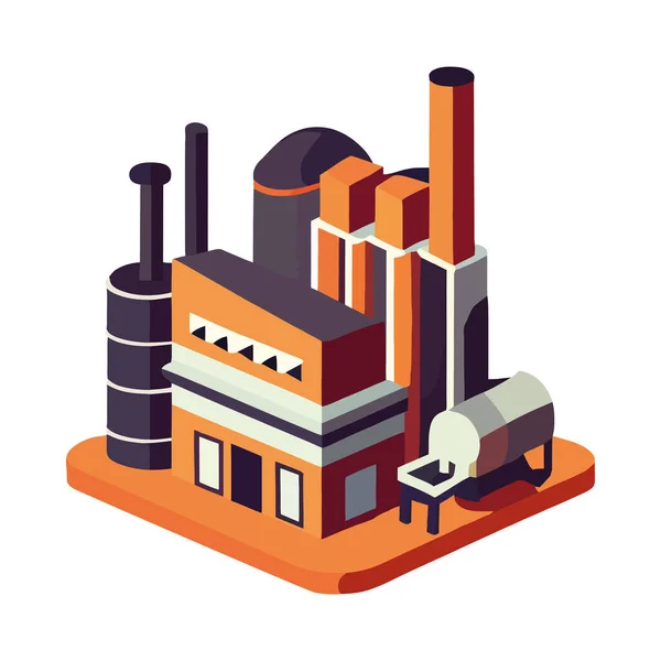 Manufacturing Plant Isometric Style Isolated — Stock Vector