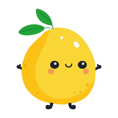 Şirin limon maskotu ferahlatıcı yaz neşesini izole ediyor.