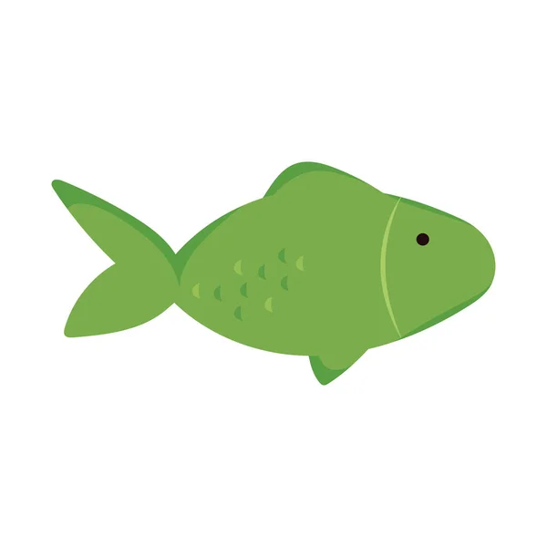 Grüne Fische Schwimmen Sealife Tier Isoliert — Stockvektor