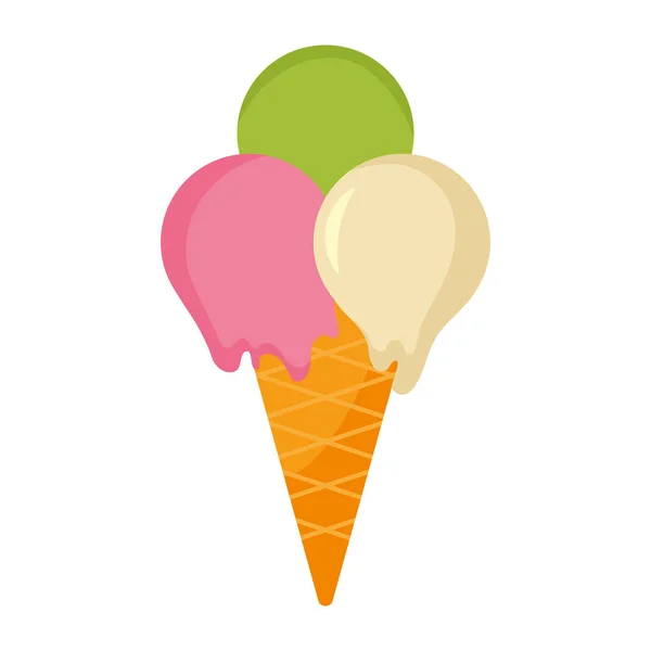 Разноцветный Шар Мороженого Конусе Изолирован — стоковый вектор
