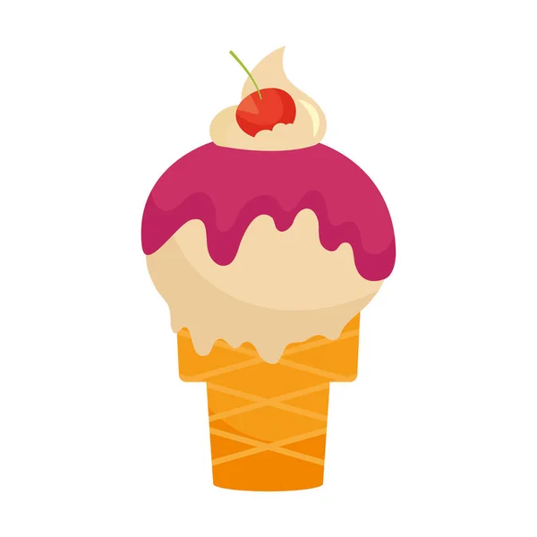 Gourmet Strawberry Ice Cream Sweet Celebration Isolated — Stock Vector