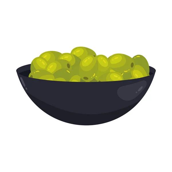 Оливковые Семена Миске Здоровой Пищи Изолированы — стоковый вектор