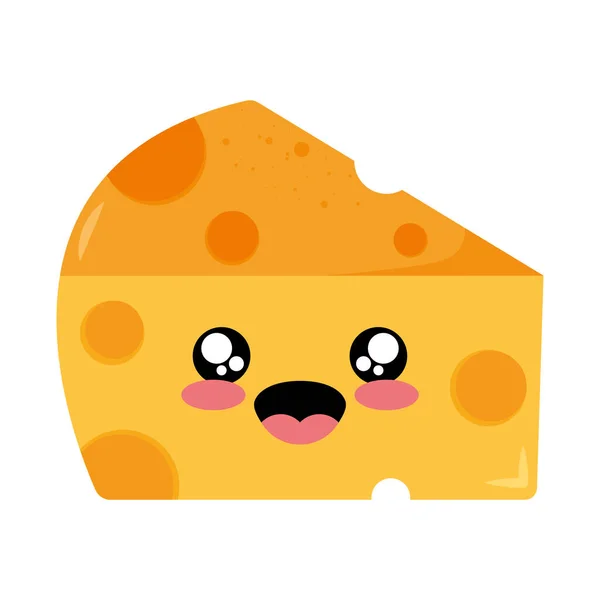 可愛いチーズ部分カワイイキャラクターが孤立 — ストックベクタ