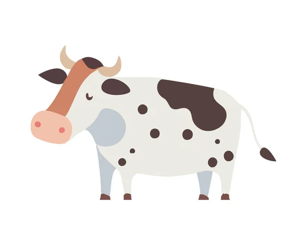 一头扁平可爱的奶牛盖过了白色 — 图库矢量图片