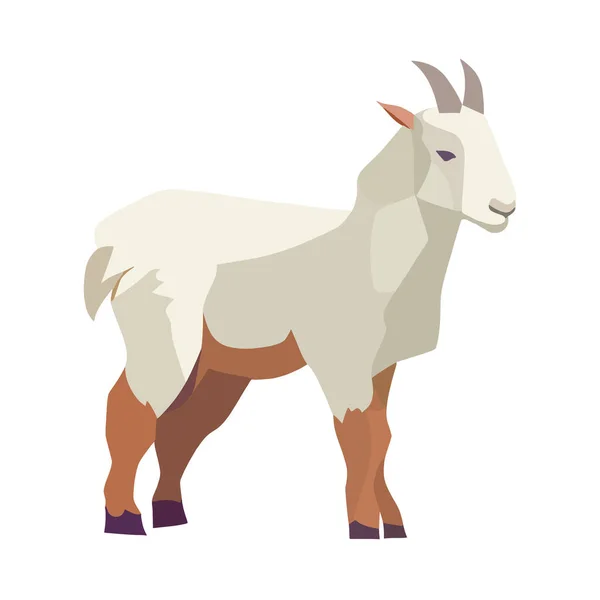 白の上に平らなヤギのデザイン — ストックベクタ