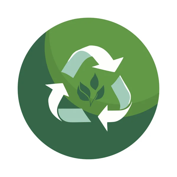 Recycle Simbol Dengan Daun Atas Putih - Stok Vektor