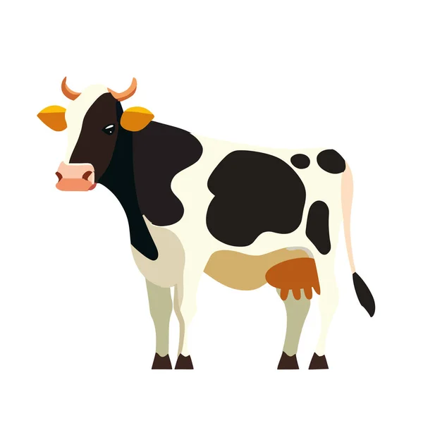 Плоское Изображение Коровы Белом — стоковый вектор
