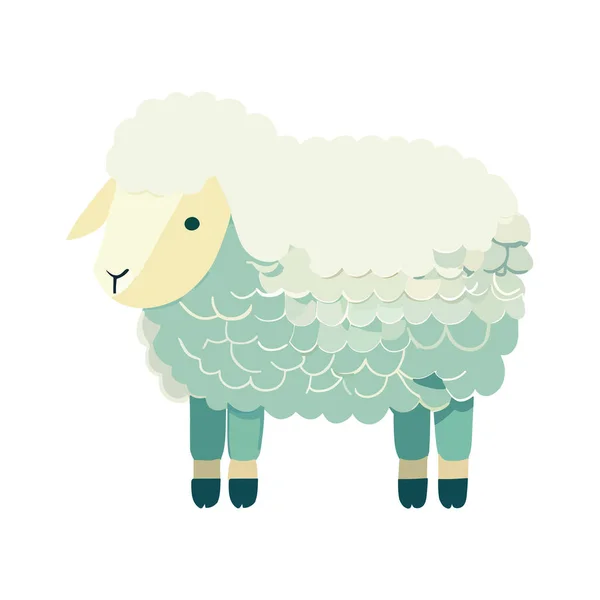 Conception Mouton Plat Sur Blanc — Image vectorielle