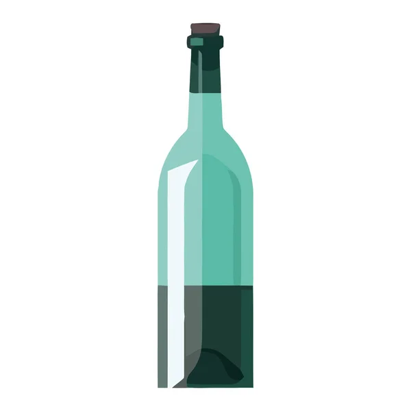 Transparente Weinflasche Mit Etikett Und Glas Isoliert — Stockvektor
