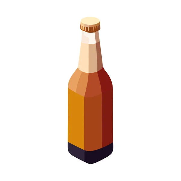 Bottiglia Birra Oro Icona Bevanda Isolato — Vettoriale Stock