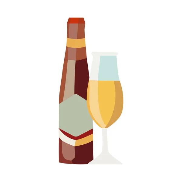 Comemoração Bebida Garrafa Vinho Copo Isolado — Vetor de Stock