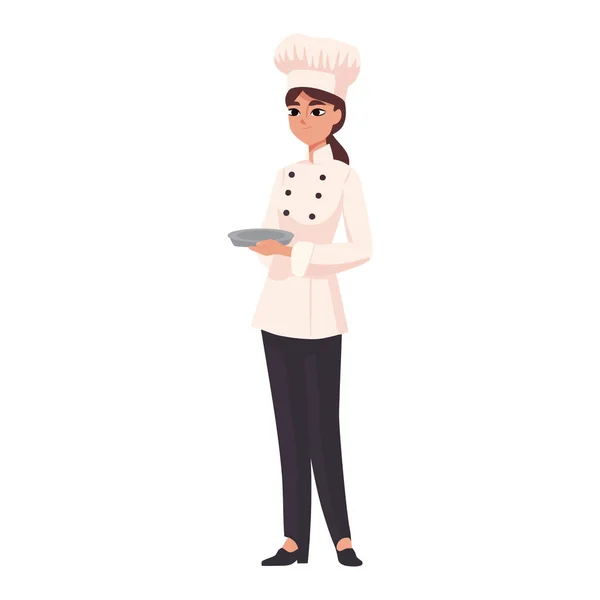 Chef Souriant Tenant Repas Symbole Succès Isolé — Image vectorielle