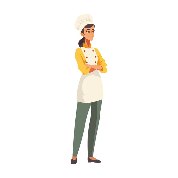 Sourire Femme Chef Debout Caractère Isolé — Image vectorielle