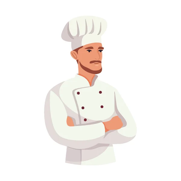 Chef Uniforme Souriant Fièrement Isolé — Image vectorielle
