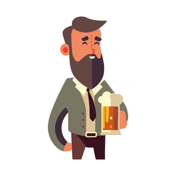 Επιχειρηματίας Κρατώντας Κούπα Της Μπύρας Γιορτή Απομονωμένη — Διανυσματικό Αρχείο