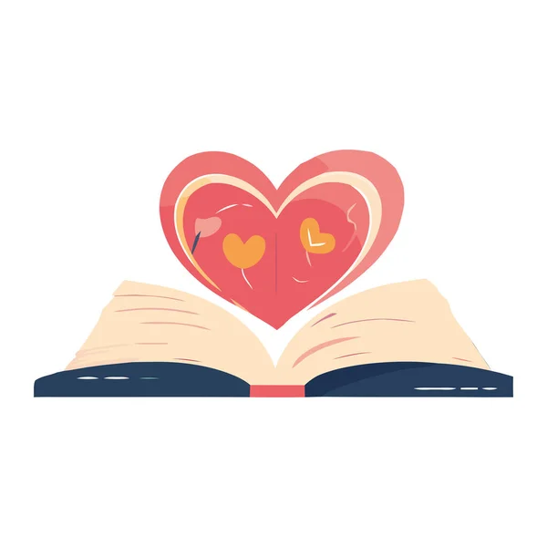 Love Reading Fills Heart Pages Isolated — Stock Vector