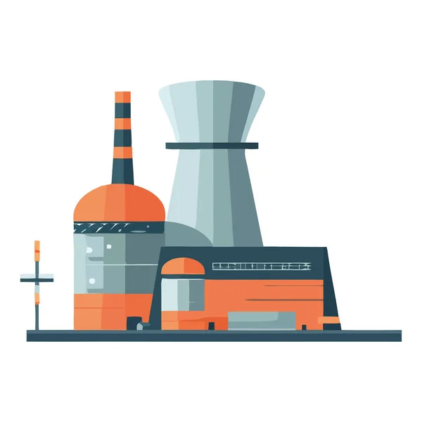 Industriefabrik Symbolisiert Umweltverschmutzung Und Kraftstofferzeugung Isoliert — Stockvektor