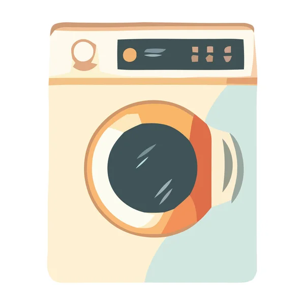 Modern Tvättmaskin Symboliserar Rent Hushållsliv Isolerat — Stock vektor