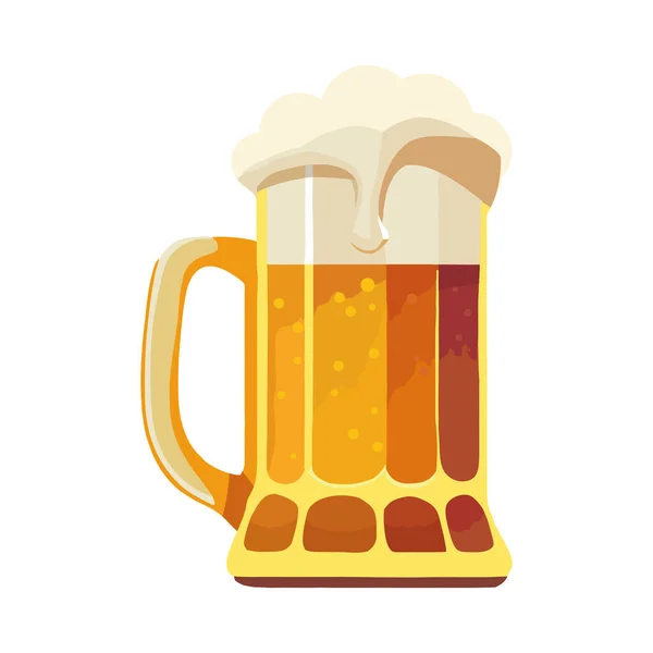Schuimig Bier Gouden Pint Glas Viering Geïsoleerd — Stockvector