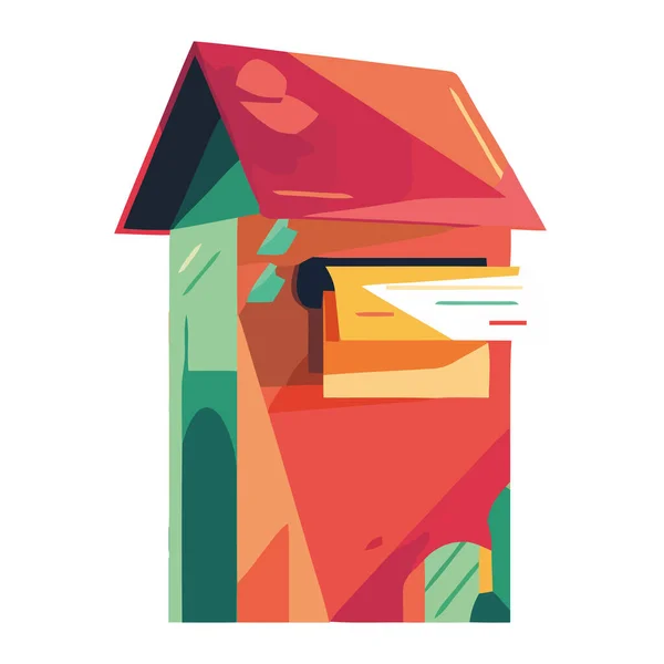Kiosque Bois Peint Icône Multicolore Isolé — Image vectorielle