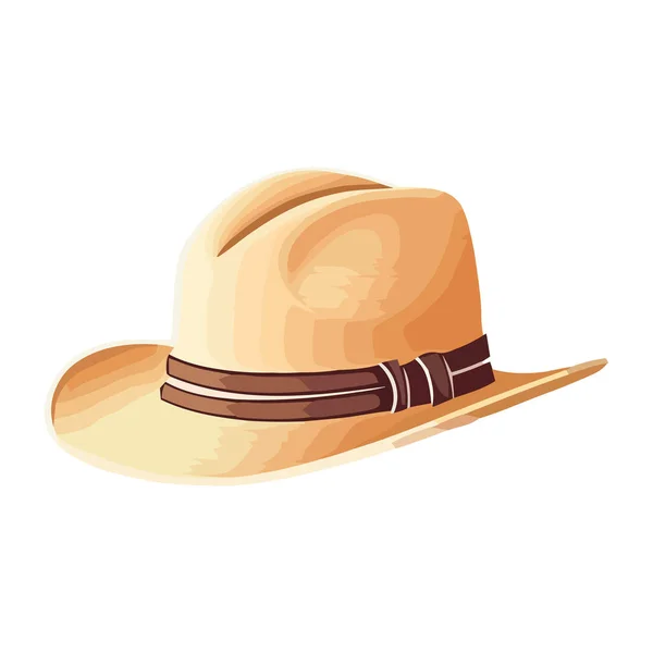 Sommer Männer Kopfbedeckung Fedora Cowboy Strohhut Isoliert — Stockvektor