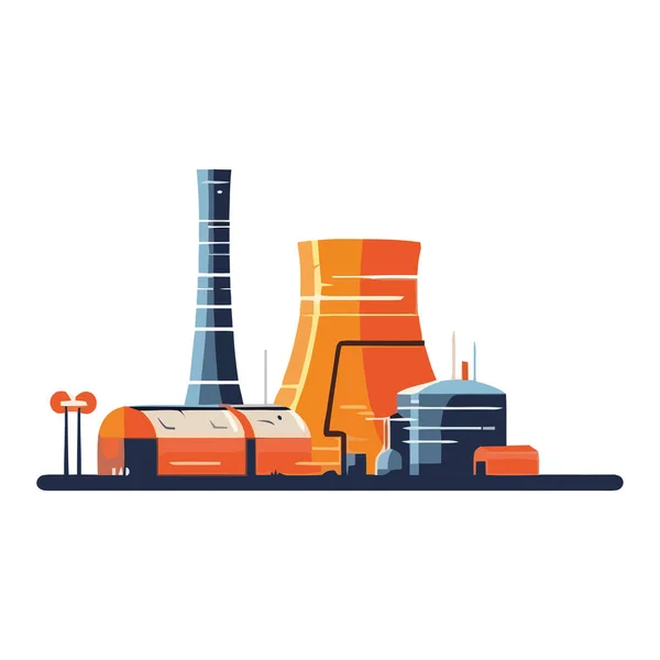 Nükleer Santral Tarafından Üretilen Elektrik Izole Edilmiş Tehlikeyi Simgeler — Stok Vektör