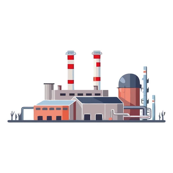 Une Centrale Industrielle Produit Électricité Partir Combustibles Fossiles Isolés — Image vectorielle