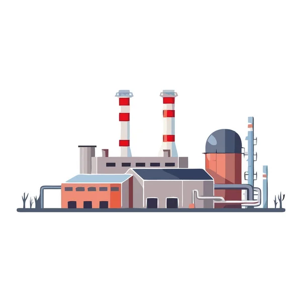 Промышленная Электростанция Вырабатывает Электроэнергию Изолированной Угольной Энергией — стоковый вектор